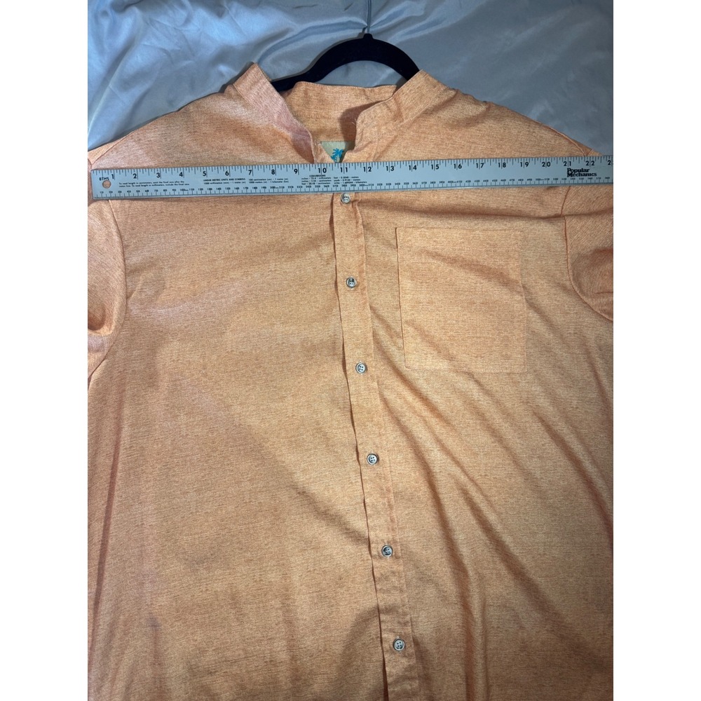 Royaura Hawaiian Mens XXL Orange Short Sleeve Mandarin Collar Button Down Shirt - Picture 5 of 7